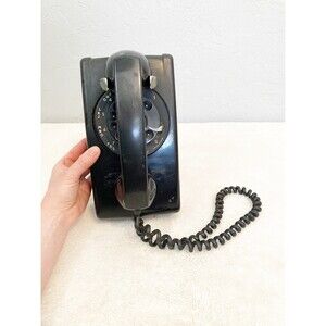 Vintage Rotary Dial Telephoto Bell System Black Wall Mount 554 western electric